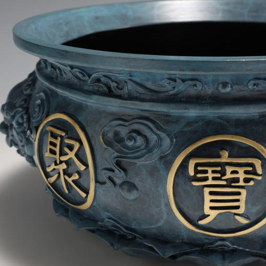 朱府铜艺 全铜聚宝盆摆件玄关客厅办公室桌招财摆设装饰工艺品 商品图4