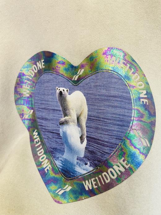 大白熊雷射心形熱感變色寬闊版型男女同款抓毛𥚃衛衣 商品图3