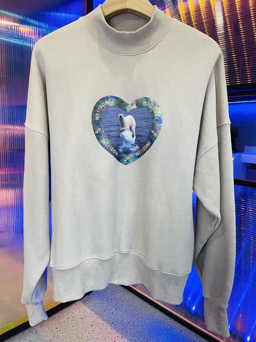 大白熊雷射心形熱感變色寬闊版型男女同款抓毛𥚃衛衣 商品图0