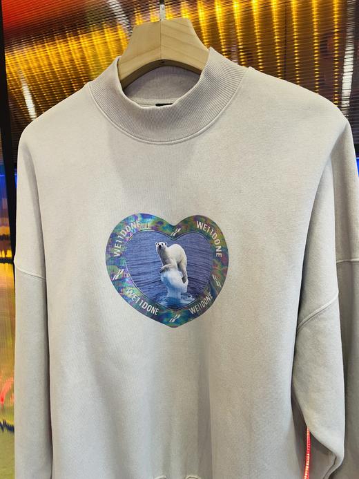 大白熊雷射心形熱感變色寬闊版型男女同款抓毛𥚃衛衣 商品图2