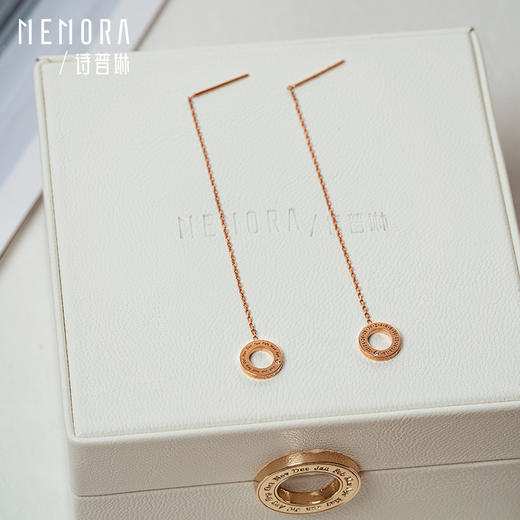 时光印记玫瑰18K金钻石耳线耳坠白18K金耳饰DE0503 商品图6