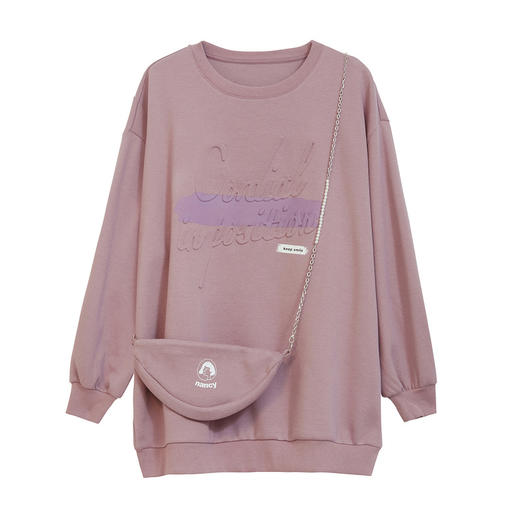 ZIHAN紫涵圆领字母长卫衣女2022春季新款纯色时尚套头上衣立体图案可爱Z2Z01AS155 商品图5