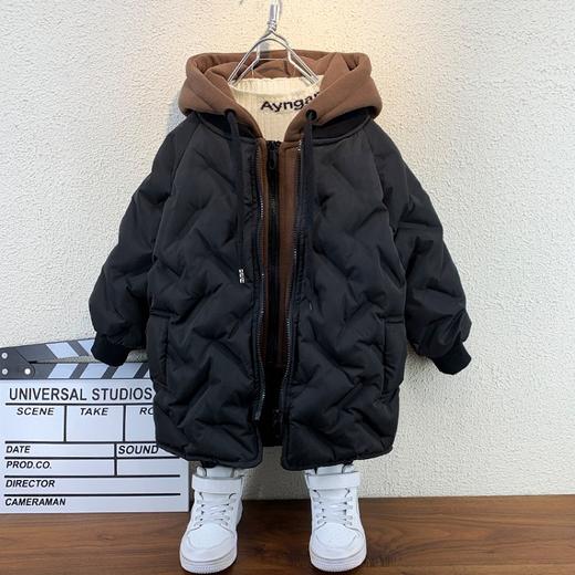 男童冬装棉服2021年新款洋气宝宝冬装夹棉外套潮小儿童中长款棉袄 商品图2