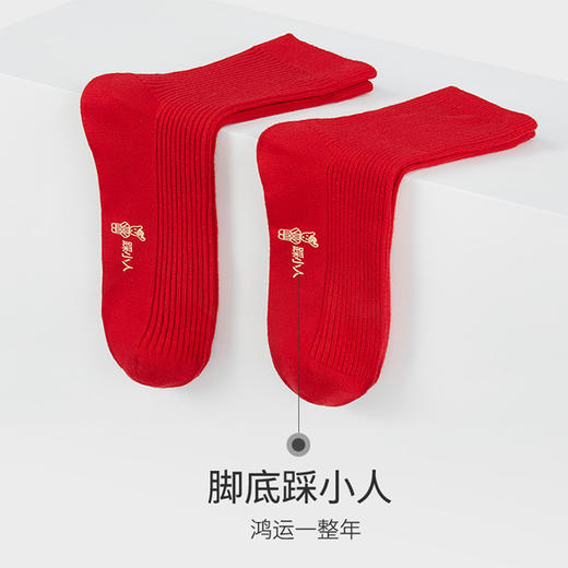Threegun三枪 福字吉庆中筒女袜(2双装)-91205Z031 商品图7