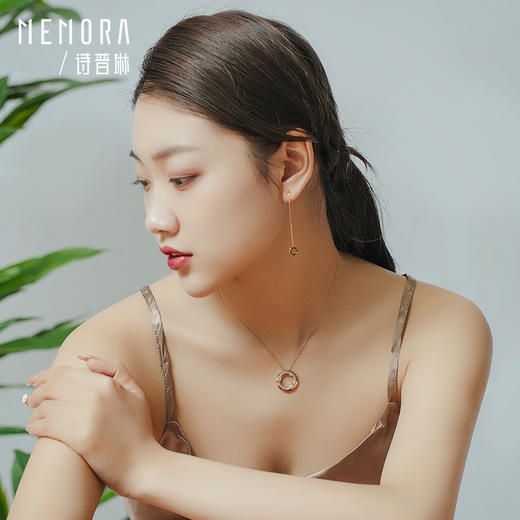 时光印记玫瑰18K金钻石耳线耳坠白18K金耳饰DE0503 商品图3