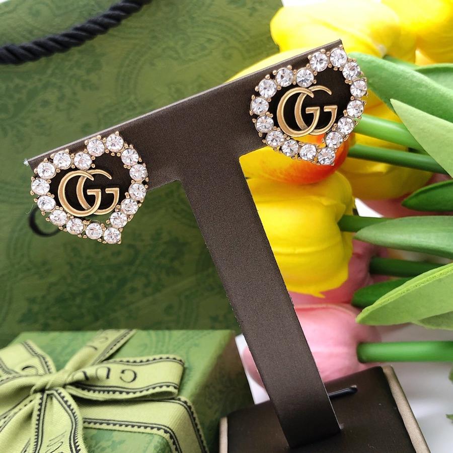 古驰gucci 新款双g爱心耳钉