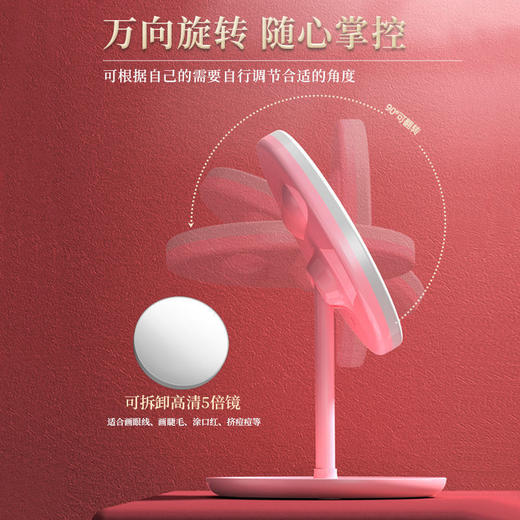 化妆镜带灯补光镜子折叠学生网红便携梳妆圆镜（ryp07） 商品图4
