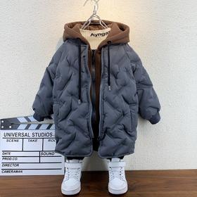 男童冬装棉服2021年新款洋气宝宝冬装夹棉外套潮小儿童中长款棉袄