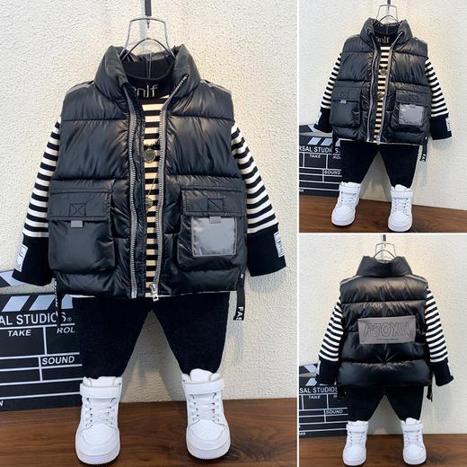 【帅气时尚 保暖舒适】男童马甲外穿2021新款洋气潮女宝宝冬装加厚坎肩儿童保暖棉衣背心 商品图0