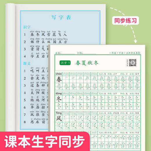 【抖音同款】1-3年级人教版语文同步正楷点阵描红练字帖 商品图2