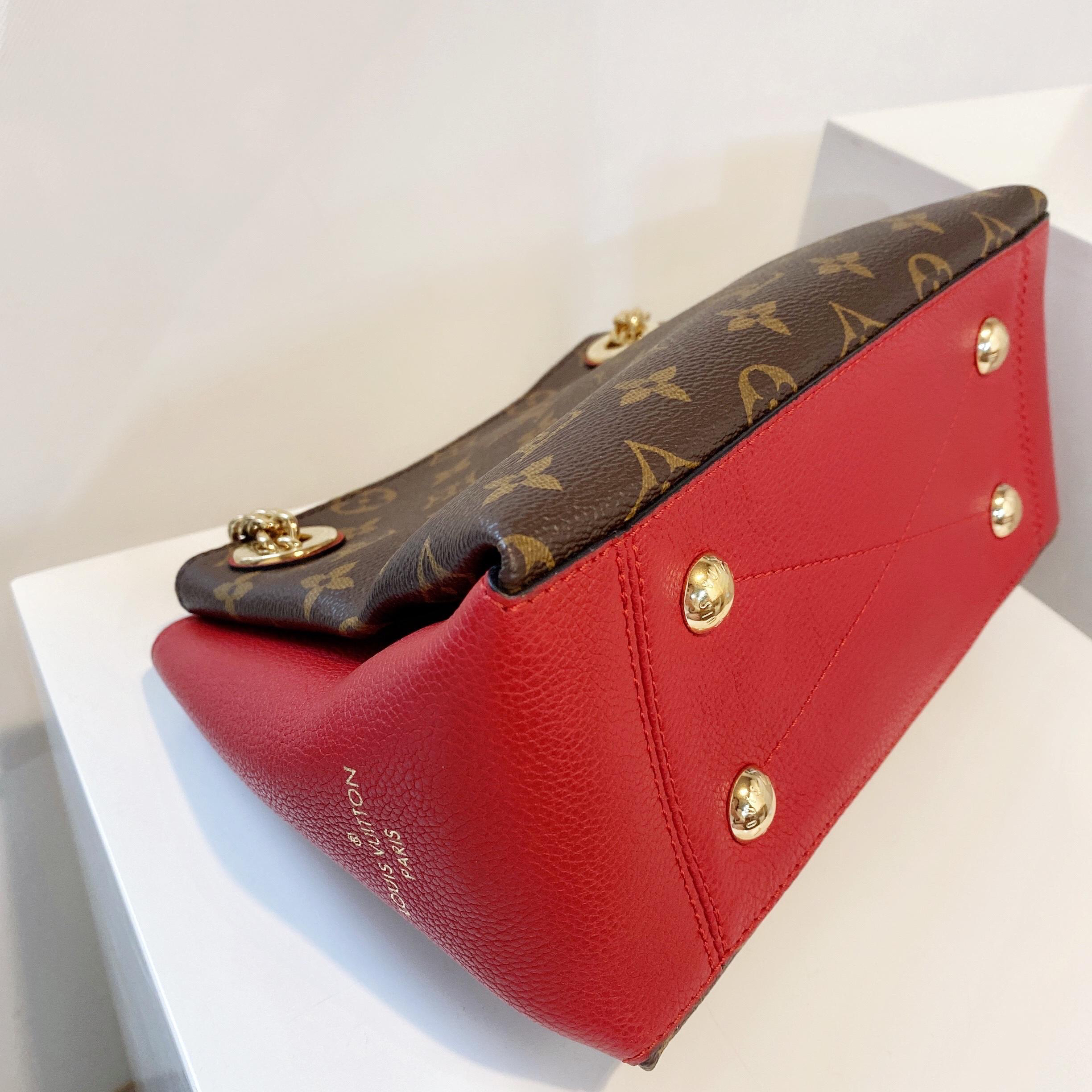 lv surene bb 老花拼皮 红色 单肩包