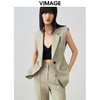 VIMAGE/纬漫纪春季新款时尚百搭马甲女简约干练修身西装马夹女薄外套V1703306 商品缩略图0