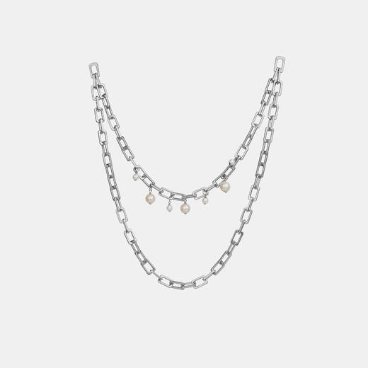 Welded Square Metal Chain with Pearl Drops 方扣珍珠链 商品图1