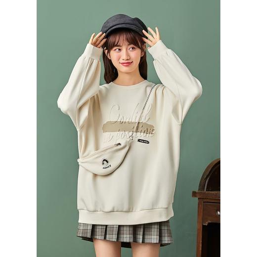 ZIHAN紫涵圆领字母长卫衣女2022春季新款纯色时尚套头上衣立体图案可爱Z2Z01AS155 商品图1