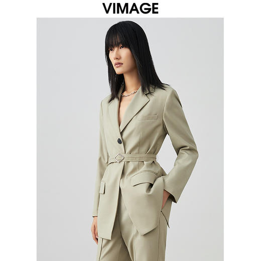 VIMAGE/纬漫纪女装春季新款气质帅气职业百搭收腰显瘦西装外套V1703305 商品图5