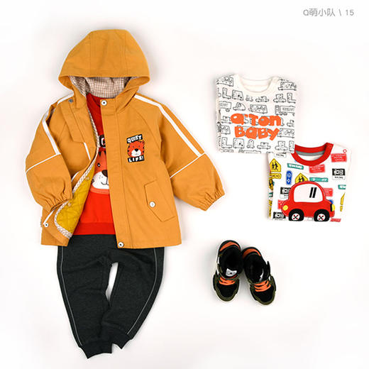 棉果果秋冬男童夹棉两件套连帽风衣M112100222073 商品图4