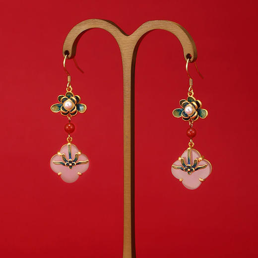 s925银东方彩绘珐琅耳环女古法设计感耳坠中国风耳饰品礼物 商品图4