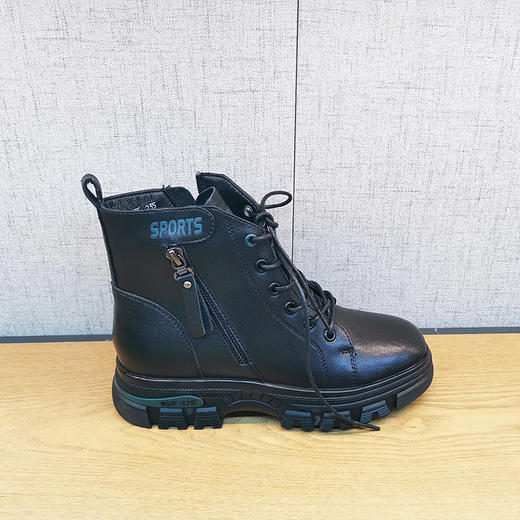 2021豪行冬季新款正品真皮舒适百搭加绒低跟女棉鞋短靴21455275 商品图1