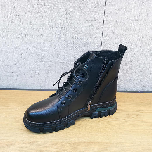 2021豪行冬季新款正品真皮舒适百搭加绒低跟女棉鞋短靴21455275 商品图3