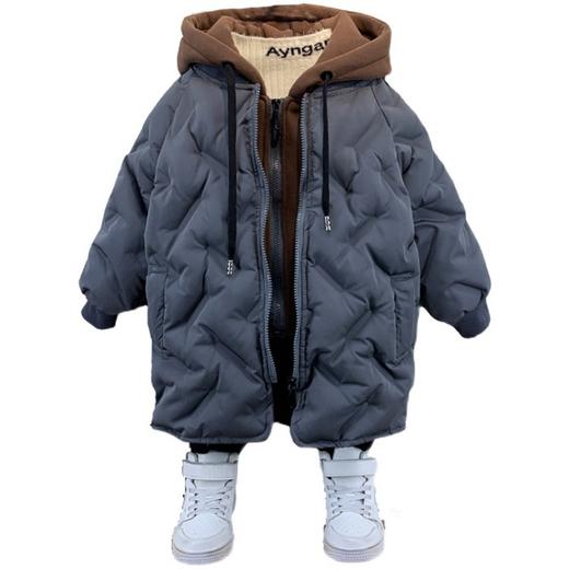 男童冬装棉服2021年新款洋气宝宝冬装夹棉外套潮小儿童中长款棉袄 商品图4