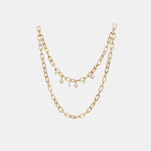 Welded Square Metal Chain with Pearl Drops 方扣珍珠链 商品图0