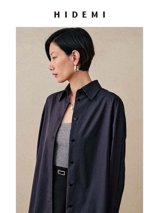 HIDEMI铁灰色经典廓形衬衫 商品图4