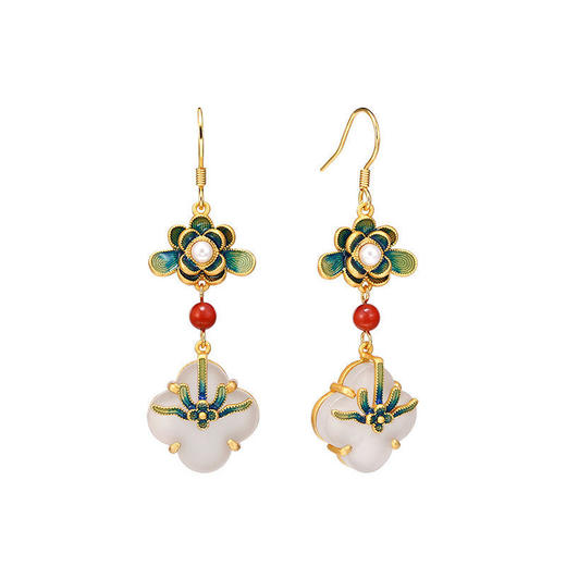 s925银东方彩绘珐琅耳环女古法设计感耳坠中国风耳饰品礼物 商品图9