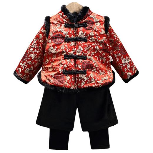 【精选优质面料 】宝宝拜年服中国风周岁礼服男童唐装女童过年汉服婴儿喜庆冬装套装 商品图4