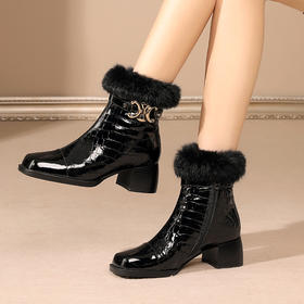 保暖舒适，英伦风貂毛短靴LMJ-L2201