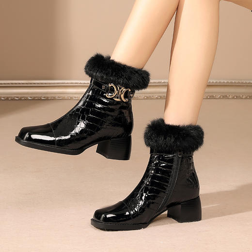 保暖舒适，英伦风貂毛短靴LMJ-L2201 商品图0