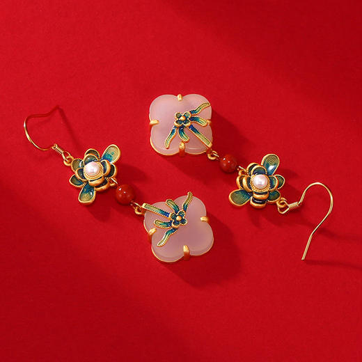 s925银东方彩绘珐琅耳环女古法设计感耳坠中国风耳饰品礼物 商品图8