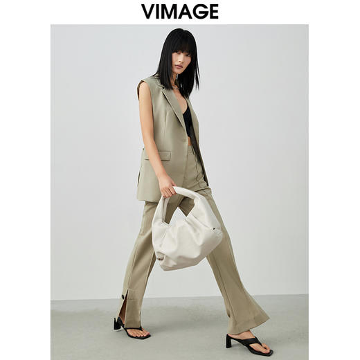 VIMAGE/纬漫纪春季新款时尚百搭马甲女简约干练修身西装马夹女薄外套V1703306 商品图1