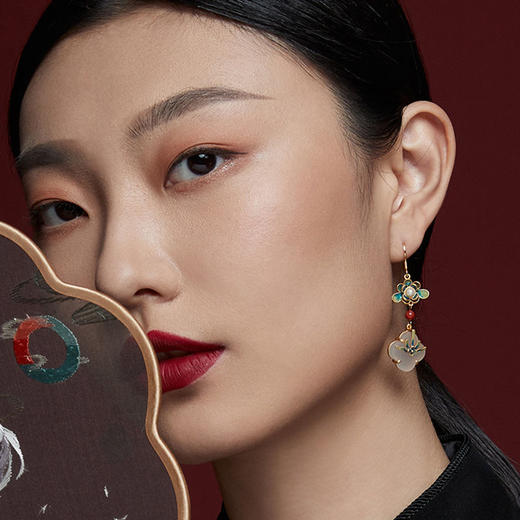 s925银东方彩绘珐琅耳环女古法设计感耳坠中国风耳饰品礼物 商品图2