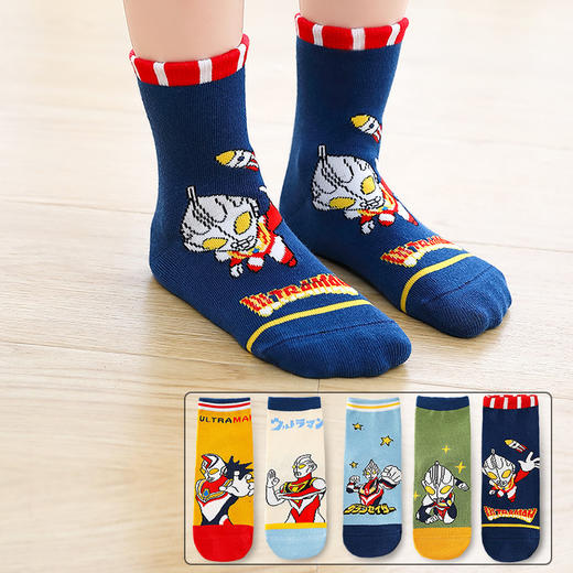 【5双装 新年穿红袜 纯棉抗起球】A类儿童新年红袜子大红色本命年小孩男童女孩宝宝全棉圣诞纯单双中筒秋冬 商品图9