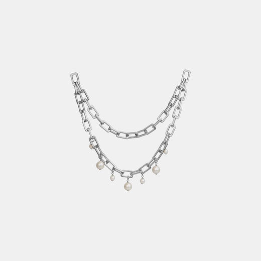 Small Welded Square Metal Chain with Pearl Drops 小号金色方扣珍珠链 商品图1