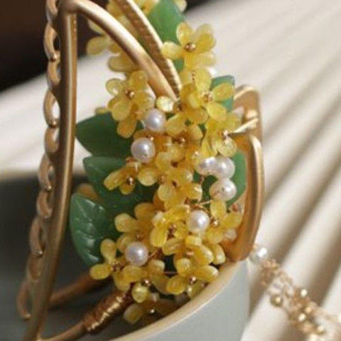 桂花发饰发夹后脑勺 丸子头抓夹女夏汉服古风配饰流苏女气质发抓 商品图5