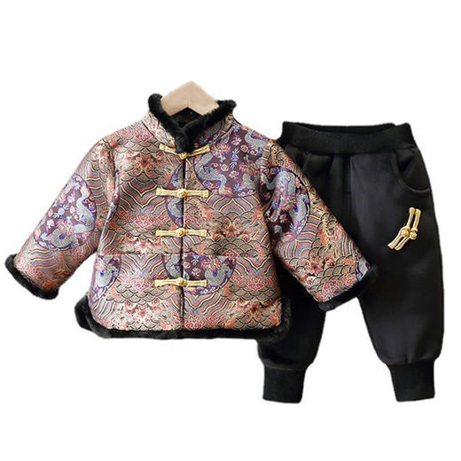 中国风宝宝拜年服冬季男童礼服汉服儿童新年唐装过年周岁喜庆衣服 商品图4