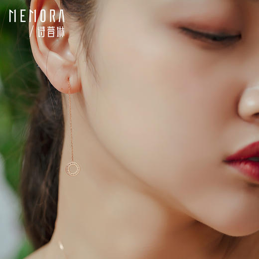 时光印记玫瑰18K金钻石耳线耳坠白18K金耳饰DE0503 商品图4