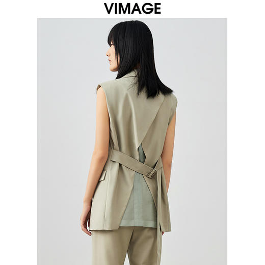 VIMAGE/纬漫纪春季新款时尚百搭马甲女简约干练修身西装马夹女薄外套V1703306 商品图4
