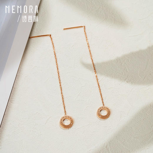 时光印记玫瑰18K金钻石耳线耳坠白18K金耳饰DE0503 商品图2