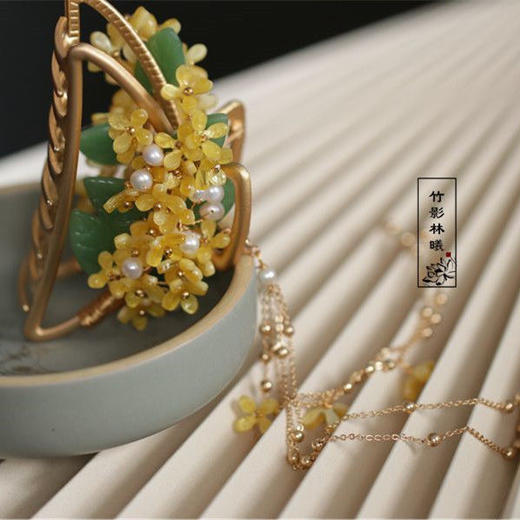 桂花发饰发夹后脑勺 丸子头抓夹女夏汉服古风配饰流苏女气质发抓 商品图2