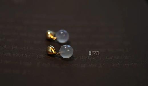 玉的清澈及金的光华｜珠子耳环 商品图1