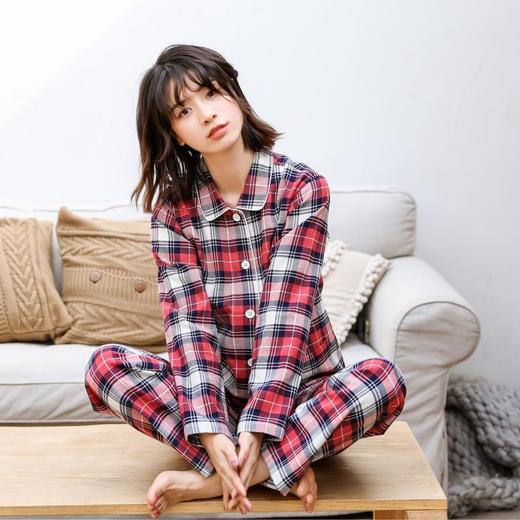 【家居服】家居服男女士全棉睡衣日系简约色织格子 商品图4