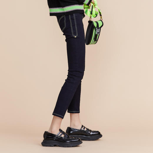 MIIDII谜底2022春新款简约时尚洗水紧身牛仔裤小脚裤女221MK0157 商品图1