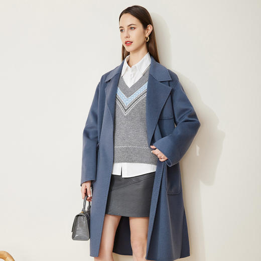 ND93W斯尔丽瑟俪[专柜同款]2021冬新款简约纯色下摆开叉拱针款大衣女 商品图1