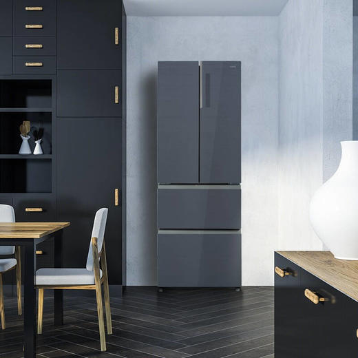 美菱（MeiLing）331升变频法式多门长效净味嵌入式冰箱 BCD-331WQ3F【磨砂玻璃】星空灰 商品图1