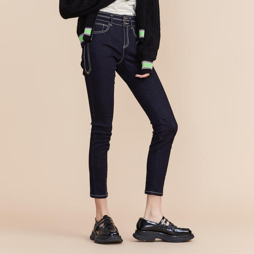 MIIDII谜底2022春新款简约时尚洗水紧身牛仔裤小脚裤女221MK0157 商品图0