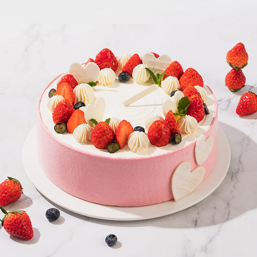 【莓莓心语】2磅  草莓、白巧点缀粉色浪漫，莓好心语藏在戚风美味里（高州） 商品图1