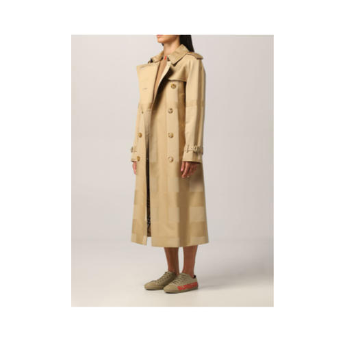 BURBERRY 博柏利 格纹棉质嘎巴甸 Trench 风衣 女士风衣 卡其色 8040664 A7040 商品图0