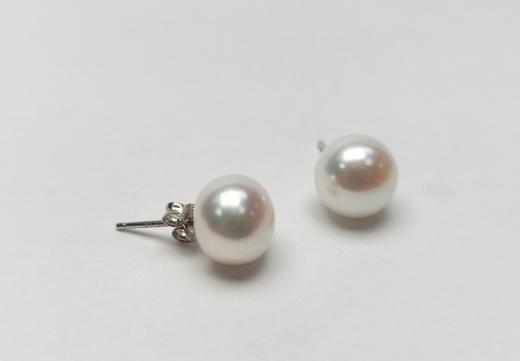 银925淡水珍珠耳钉9-10mm白 一根针105005 商品图0